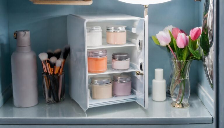 small makeup fridge, skincare